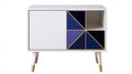 Komoda z płyty MDF biała/granatowa/złota 80 x 35 x 75 cm