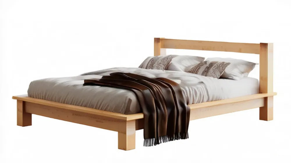 Łóżko dwuosobowe z litego drewna sosnowego w kolorze naturalnego jasnego brązu, 160 x 200 cm