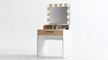 Toaletka z lustrem LED, biała/dąb sonoma, 80 x 40 x 150 cm