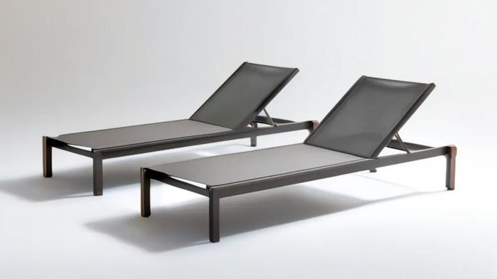Zestaw 2 regulowanych leżaków aluminiowych z siatką textilene, grafitowych, 200 × 65 × 30 cm