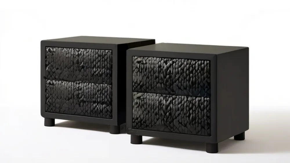 Zestaw 2 czarnych szafek nocnych z MDF, 2 szuflady, 45 × 40 × 50 cm